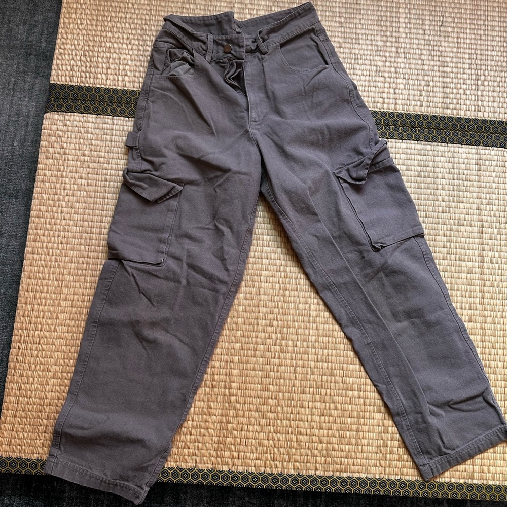 Mate The Label Organic Cotton Canvas Cargo Pants Gray Xsmall